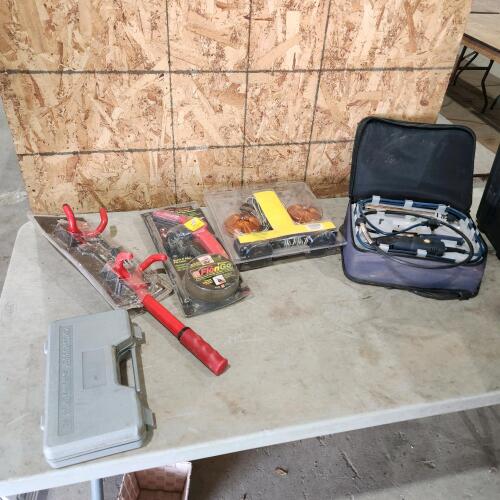 Steering wheel lock, transfer pump, trailer light kit, rotary tool kit, etc.