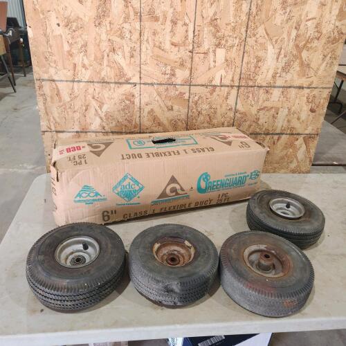 6" 25' Duct, 4 dolly wheels w damage