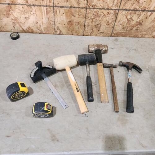 Hammers, tape measures