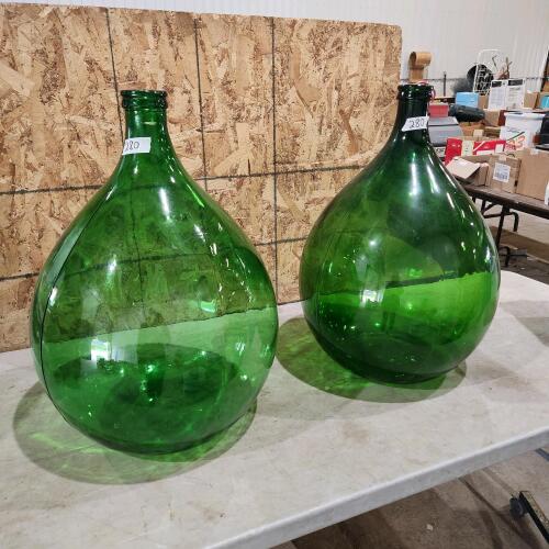 2 Large glass bottles