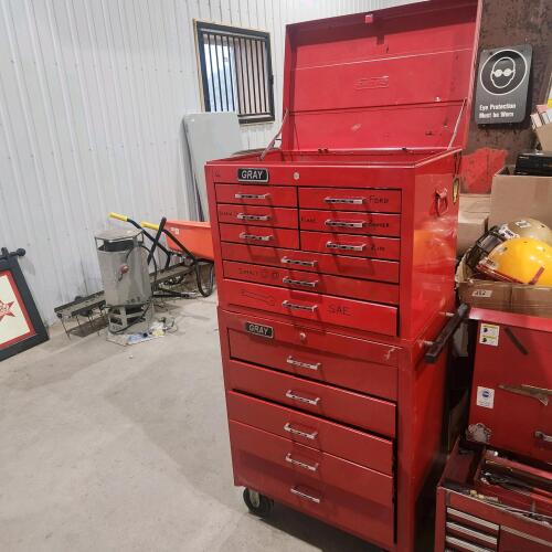 Gray floor model toolbox 54"H 26"W 18"D