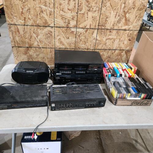 Various cassettes & stereo equipment