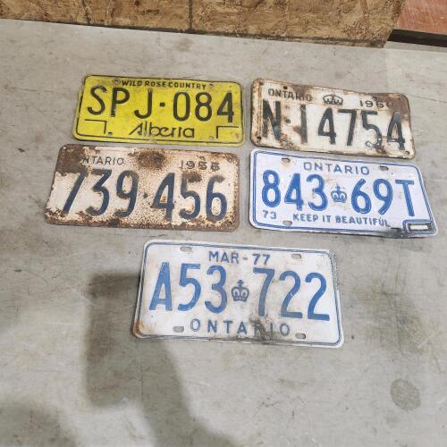 Assorted vintage license plates