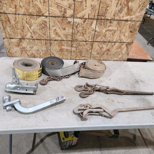 3 3" Ratchet straps, chain binders, 1 7/8" hitch & receiver