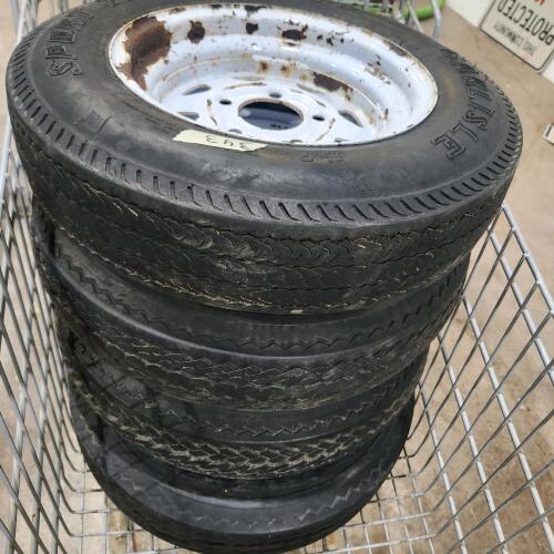4 5.30-12 Trailer wheels, tires shot