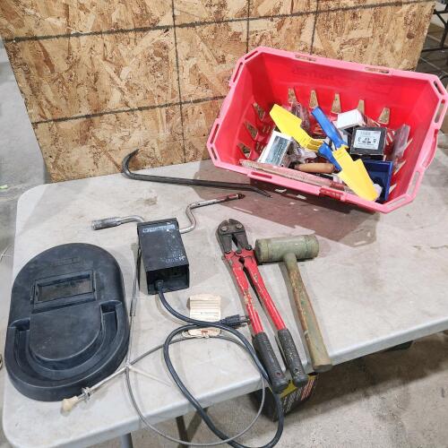 Bolt cutters, rubber malet, etc.