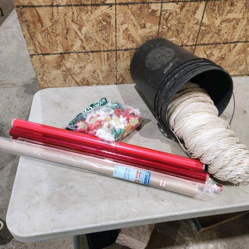 Pail of twine, Christmas wrapping