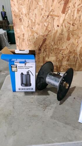 Utility pump, air hose reel untested as is