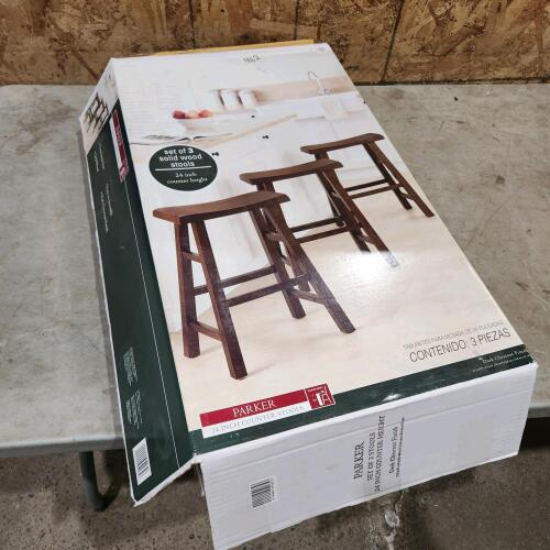 3 Unassembled unsed 24" H wooden stools
