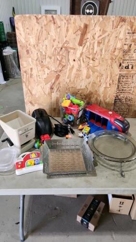 Grass seeder, toys, etc.