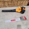 20V Leaf blower, 20" chainsaw bar & chain unused
