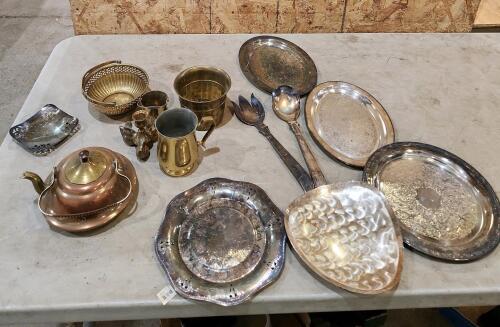 Various vintage silver plated & brass kitchen ware