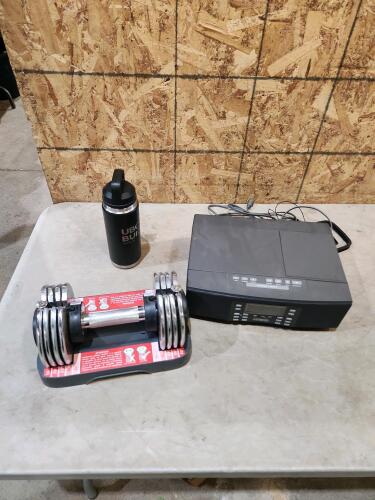 Adj weight, yeti water bottle, radio