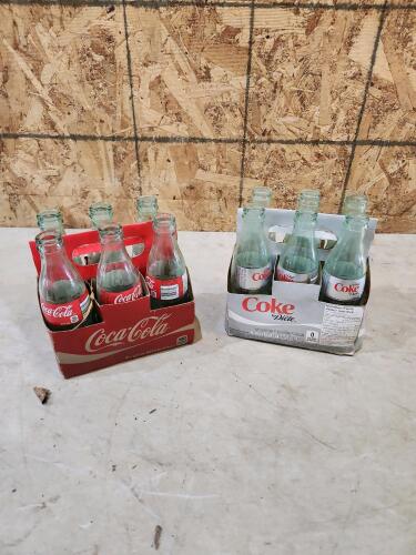 12 Coca Cola & Diet Coke glass bottles