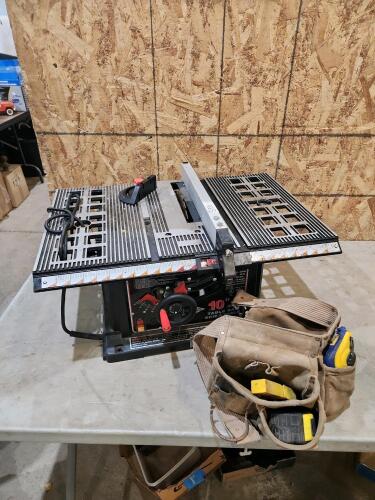 10" Table saw, workbelt w contents