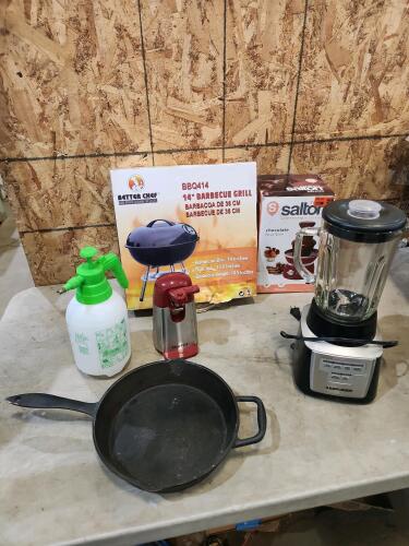 10" Cast frying pan, chocolate fountain, blender, bbq, etc