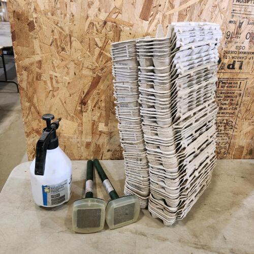 Sprayer, solar lights, egg cartons