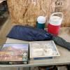 Tent sz & condition unknown, water jugs, puzzles