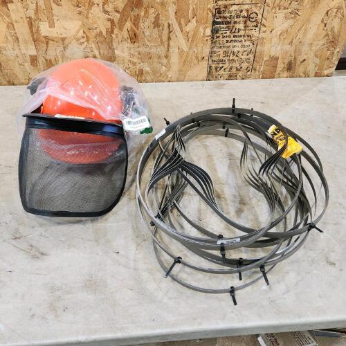 Chainsaw helmet, bandsaw blades
