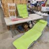 2 Lounge chairs, garden augers, pot holder