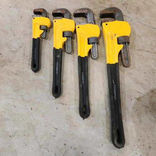 4 Pipe wrenches 8,12,14,18"