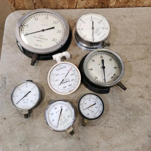 Various vintage gauges