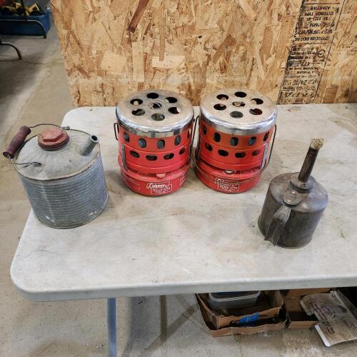 Coleman kerosene heaters, fuel cans