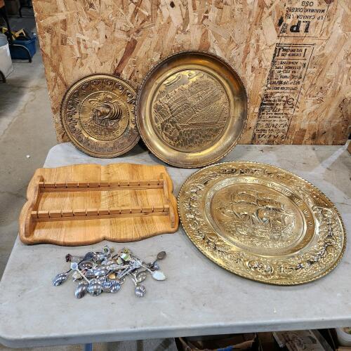 Collector spoons & various metal wall hangings
