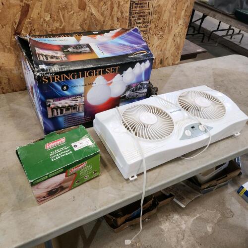 String lights, air pump, fan