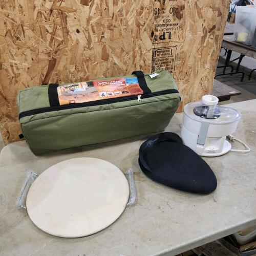 Folding cot, juicer, etc.