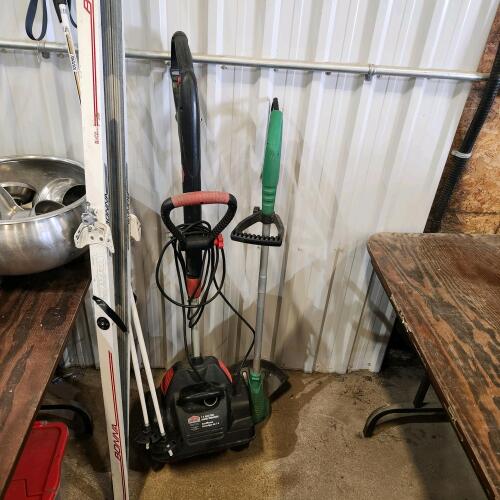 Skiis, snow thrower, electric trimmer