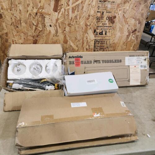 Light fixture, toddler bed guard, blanket, etc.