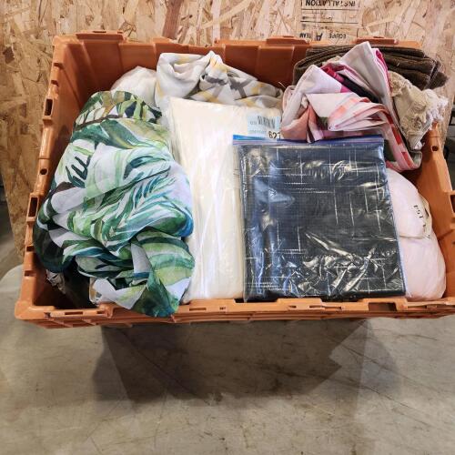 Tote of various curtains, etc.