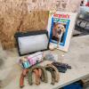 Yard light, pet door, horse shoes