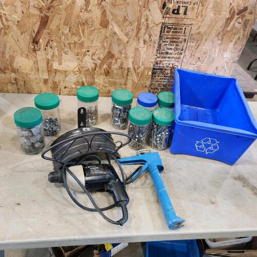 Hose holder, drill, assorted hardware