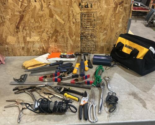 12V inverter, vice grips, files, various tools