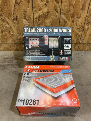 Unused 2000Lb 12v winch, 6.7L Cummins air filter