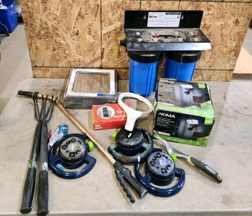 Sprinklers, solar lights, garden tools etc