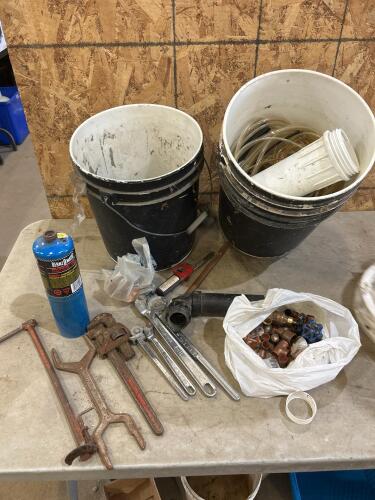 Assorted plumbing tools & hardware