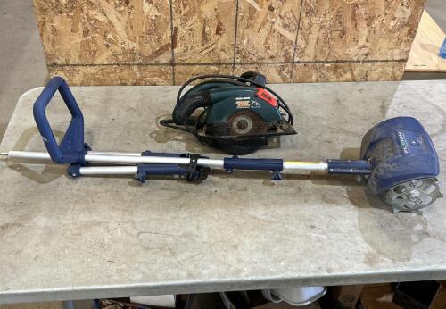 Drill powered tiller, Skil saw as is