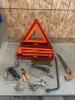 Roadside triangle kit, assorted hand tools