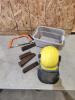 Chainsaw helmet, saw, splitting wedges