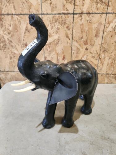 Leather wrapped elephant statue
