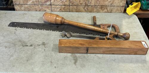 Vintage plane, vintage saw, etc