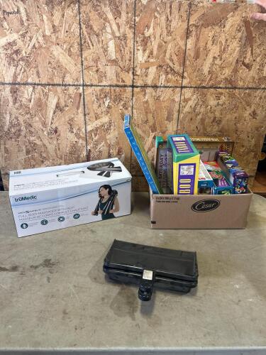 Full body massager w heat, board games, dustpans