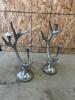 2 metal candle holders w damage