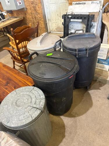 1 Steel & 3 Plastic garbage bins