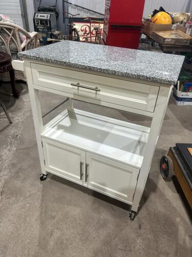 Rolling bar cart w stone top