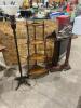 2 pedestals, corner shelf, floor lamp, mirror