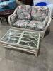 Wicker patio couch & table